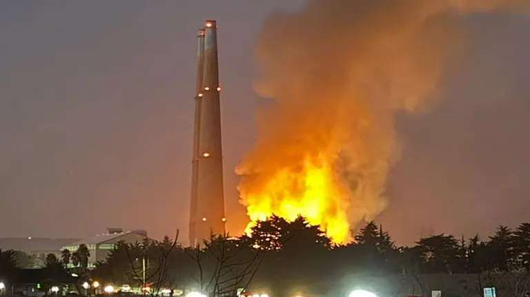 A fire broke out in a large power plant in California