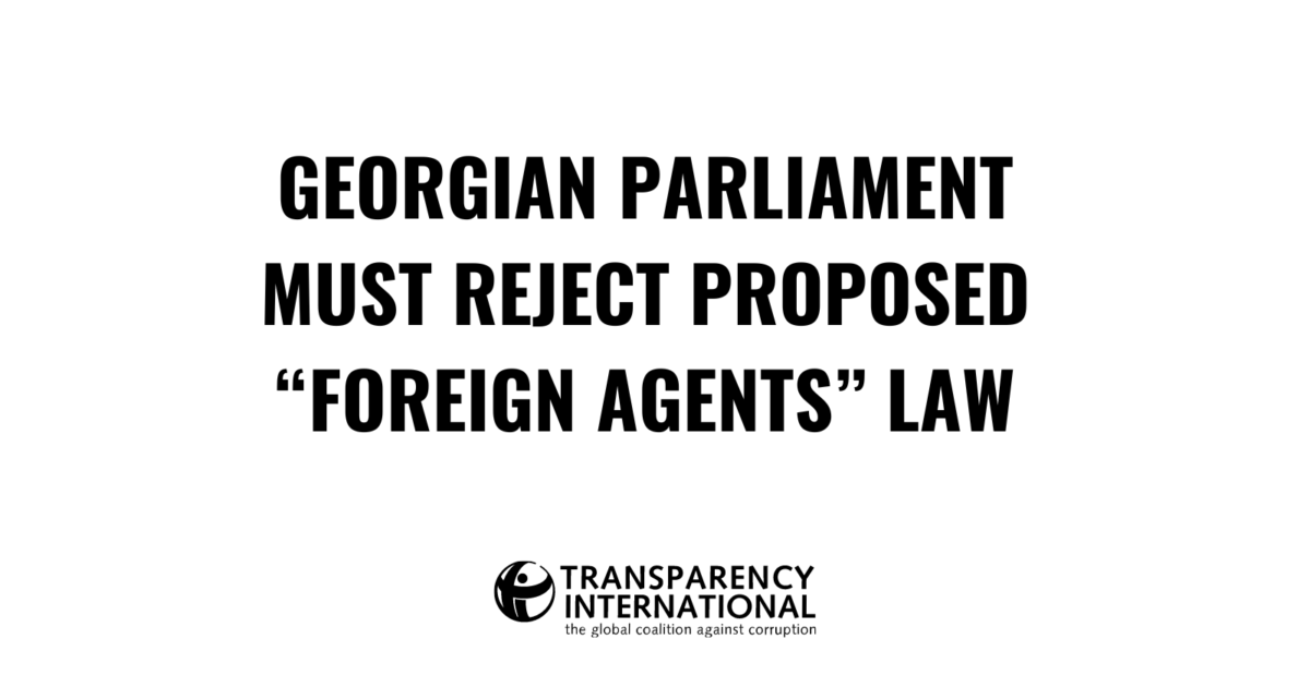 "Transparency International" calls on Georgia not to adopt the law on "foreign agents".