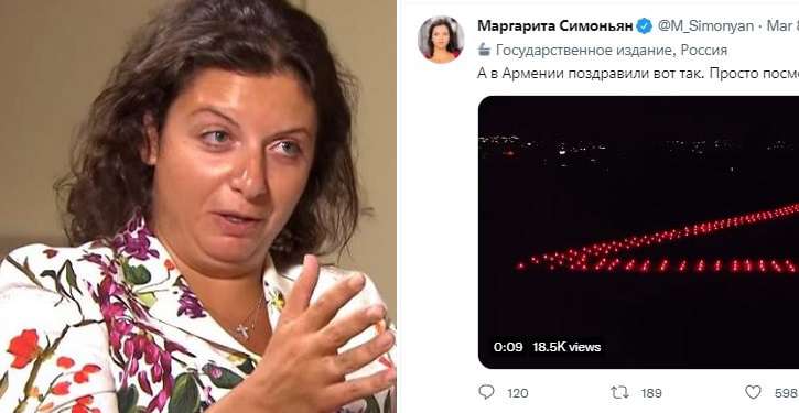 Маргарита Симоньян нагло смонтировала видео о ереванской акции "в поддержку Путина" (ВИДЕО)
