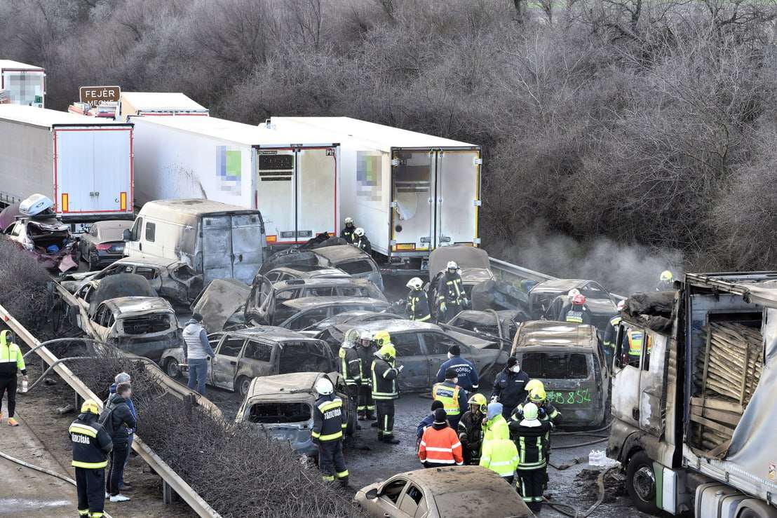 A major car accident occurred in Hungary, 42 cars collided
