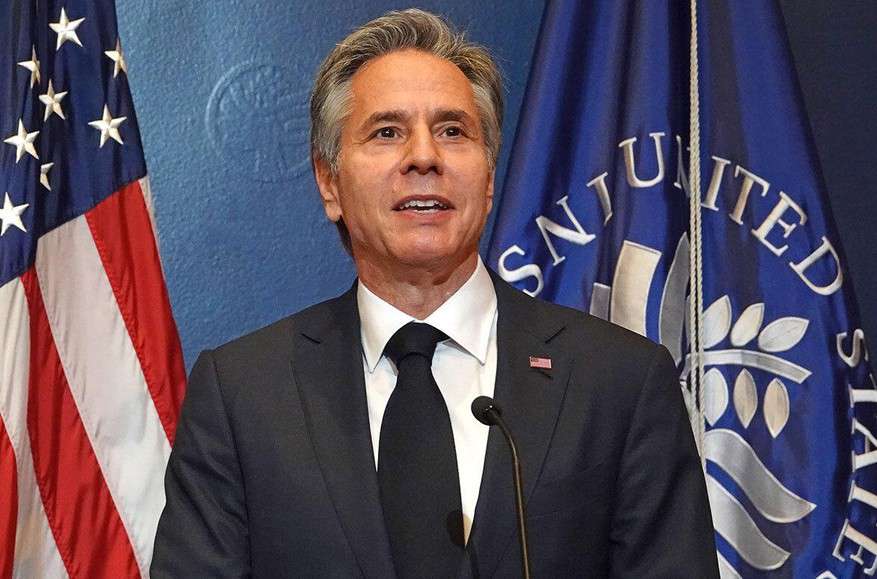 "China provides diplomatic cover for war crimes to Russia." Blinken