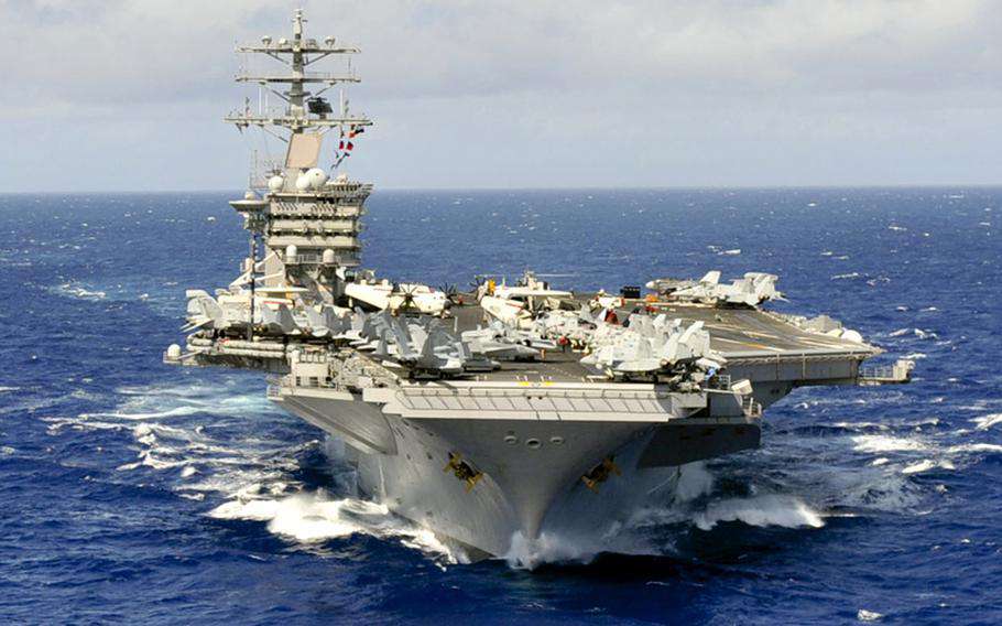 The US Navy aircraft carrier arrived at the port of Busan, South Korea