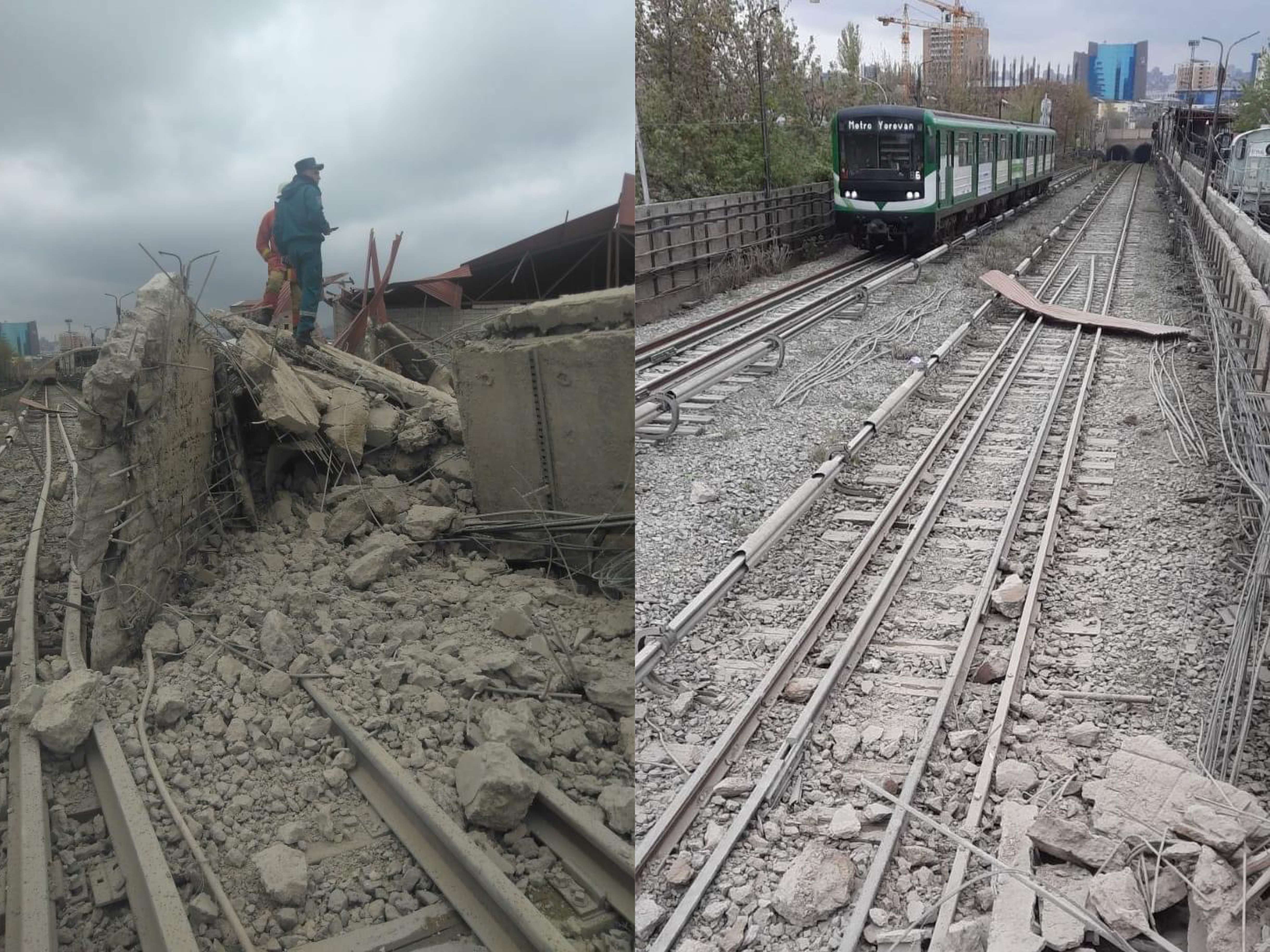 Работа метро остановлена. При сносе бункера обломки упали на линии метро