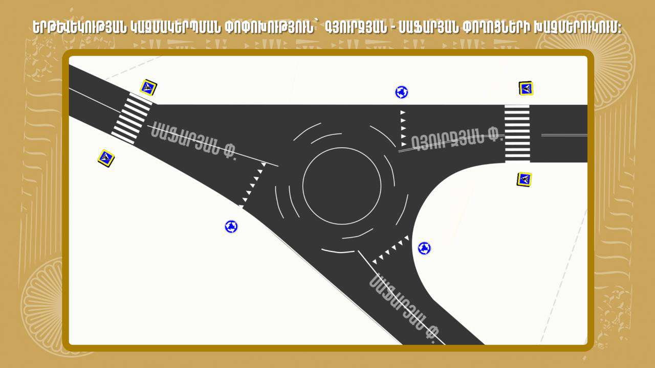 Երթևեկության կազմակերպման փոփոխություն կկատարվի Գյուրջյան - Սաֆարյան փողոցների խաչմերուկում