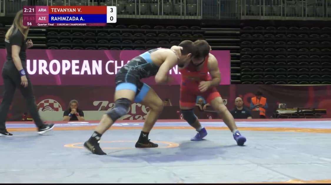 European Wrestling Championship. Vazgen Tevanyan defeated his Azerbaijani opponent and reached the semi-finals