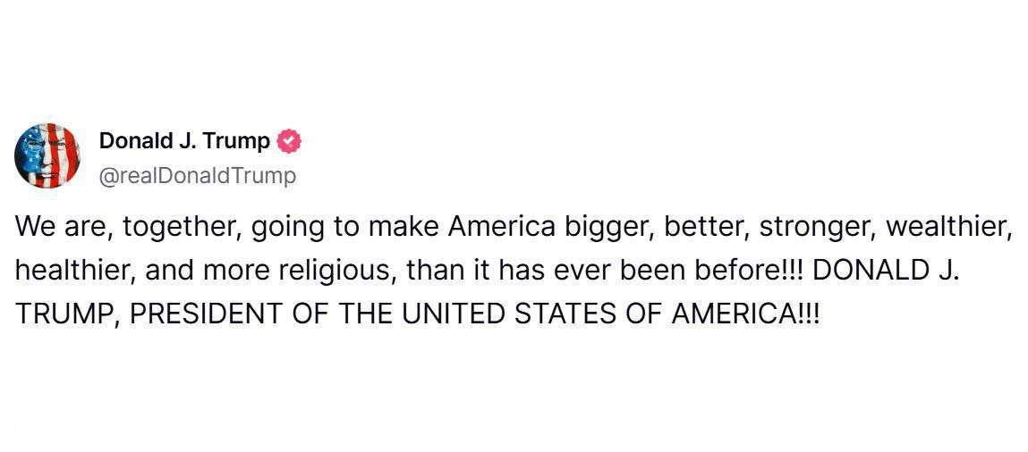Պատրաստվում ենք Ամերիկան ​​դարձնել ավելի մեծ, ավելի ուժեղ․ Թրամփ