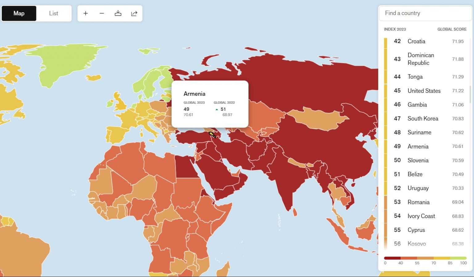 Մամուլի ազատության առումով Հայաստանը բարելավել է դիրքերը