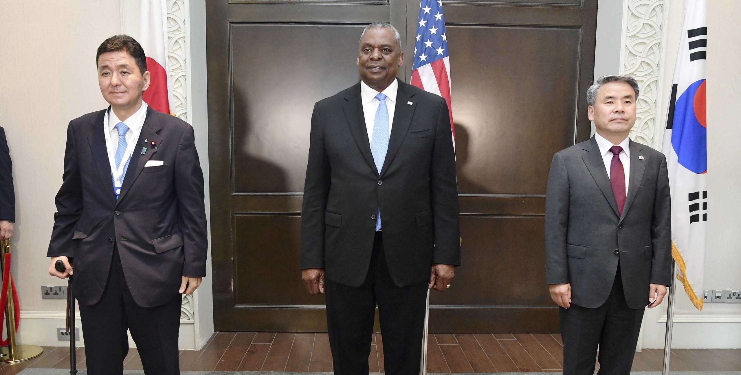 The defense ministers of Japan, the US and South Korea will meet