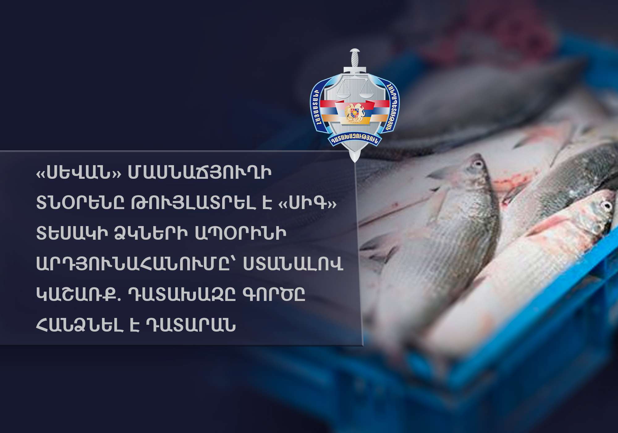 «Սևան» մասնաճյուղի տնօրենը թույլատրել է «Սիգ» տեսակի ձկների ապօրինի արդյունահանումը՝ ստանալով կաշառք. դատախազը գործը հանձնել է դատարան