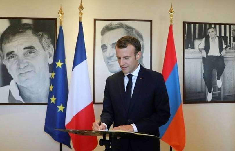 "Charles Aznavour was with us just yesterday." Macron's Armenian post