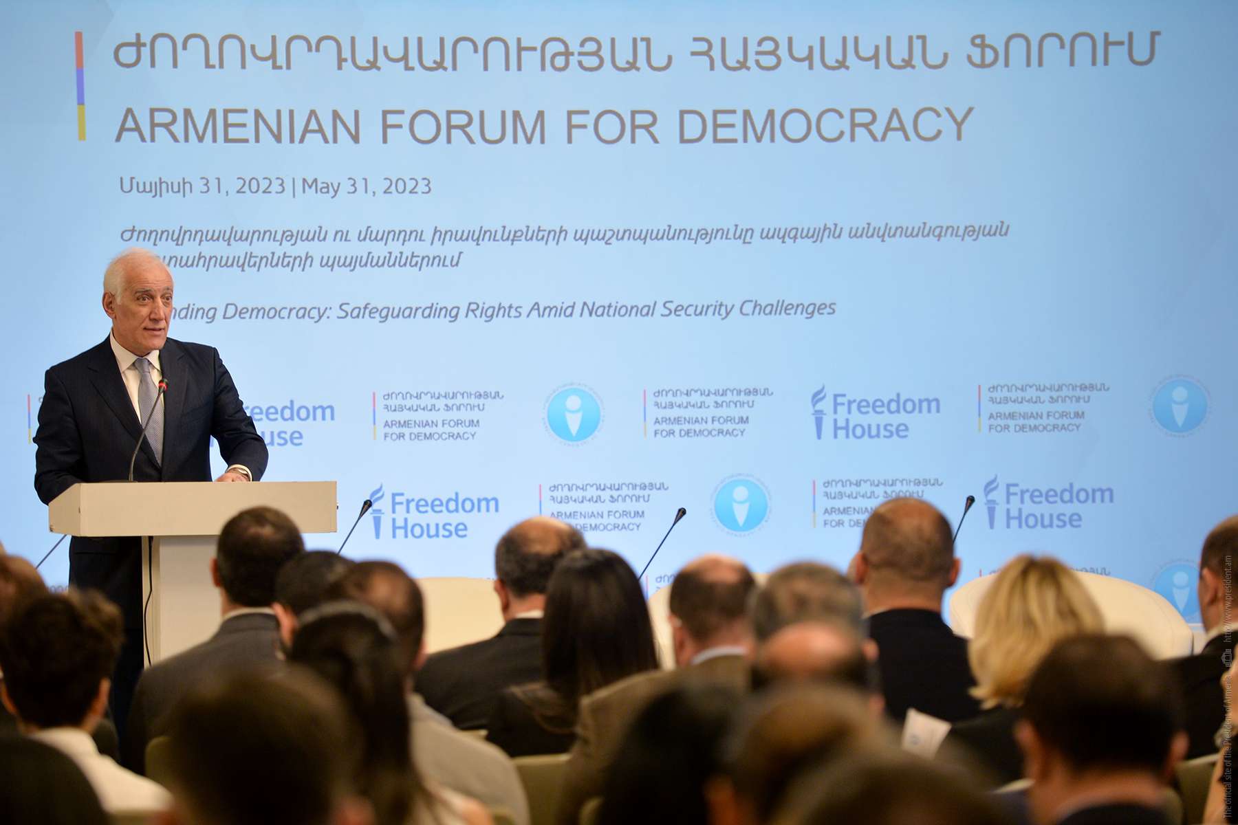 "Democracy has been subordinated to security issues in the presence of the Karabakh problem;" president