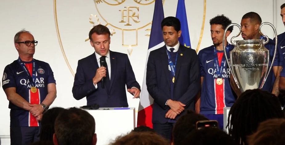 Macron receives PSG squad at the Elysee Palace