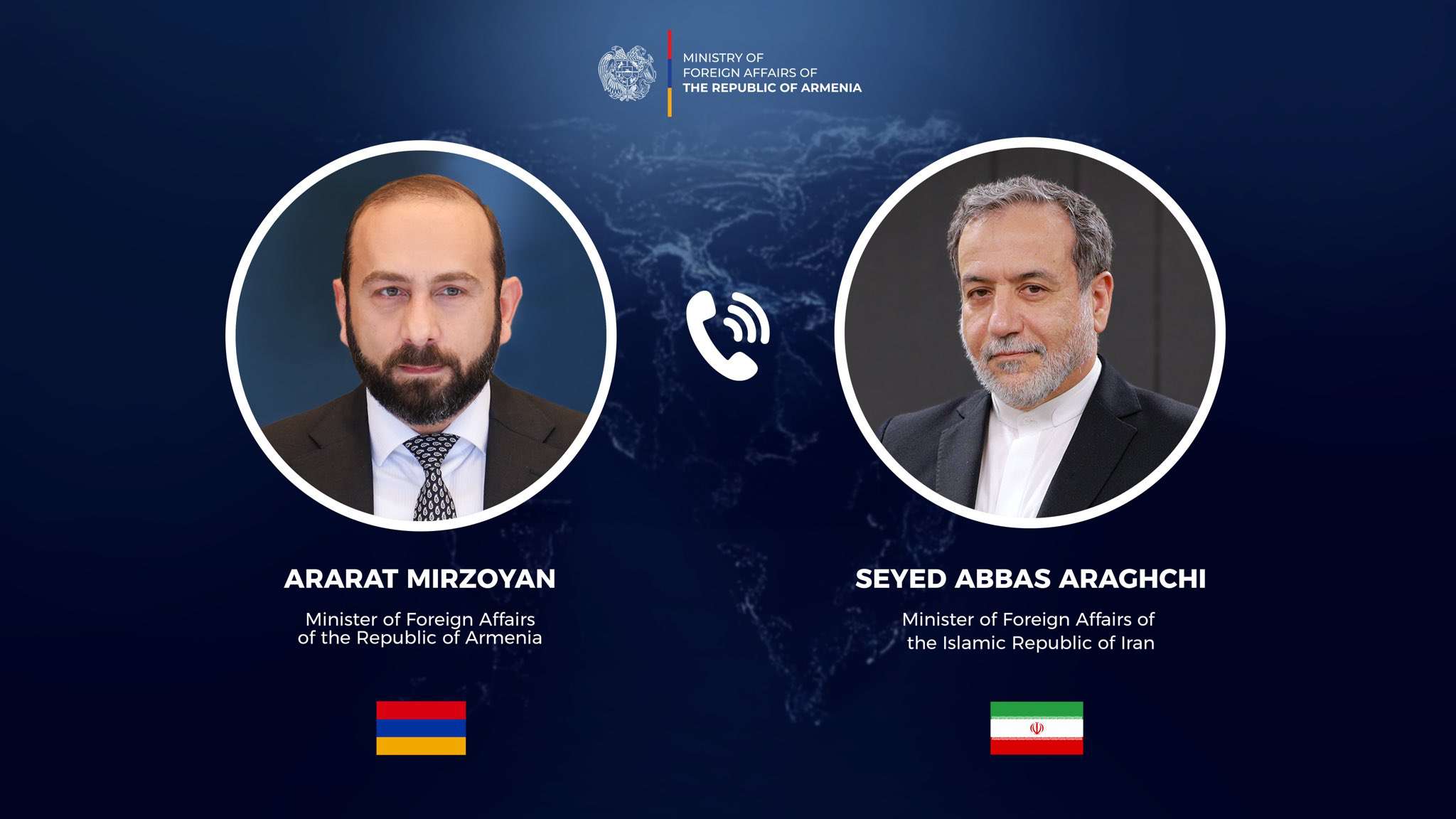 Ararat Mirzoyan has a phone conversation with Abbas Araghchi