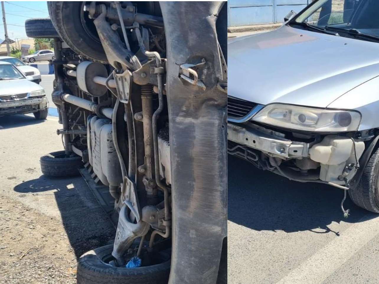 Բախման հետևանքով «Mercedes Sprinter» մակնիշի ավտոմեքենան կողաշրջվել է