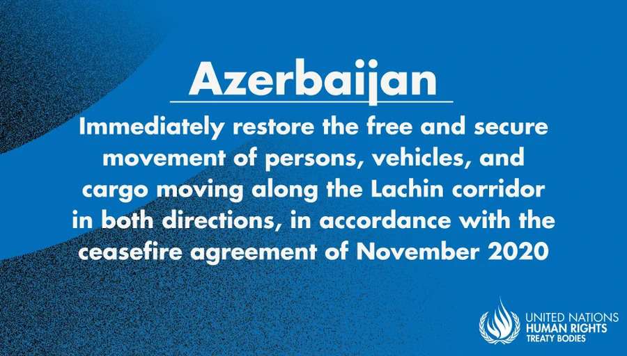 UN experts call on Azerbaijan to lift the blockade of Lachin Corridor and stop the humanitarian crisis in Nagorno-Karabakh