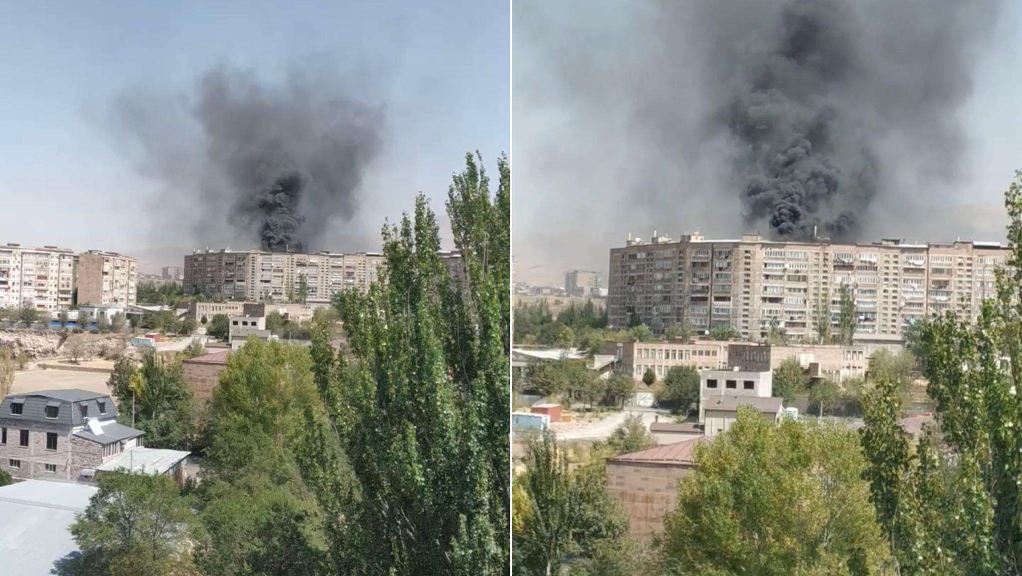 A fire broke out on the roof of one of Abovyan's buildings (video)