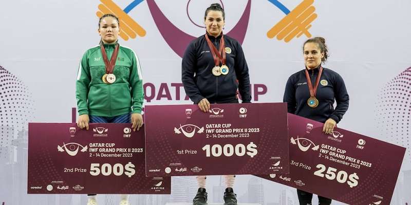 Weightlifting Grand Prix. Hripsime Khurshudyan, gold medalist; Tatev Hakobyan, bronze medalist