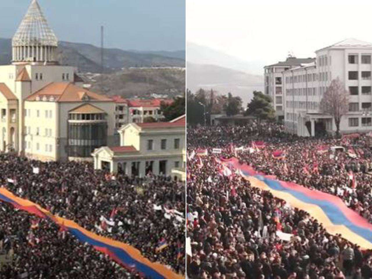 На площади Возрождения в Степанакерте стартовал народный митинг (видео)