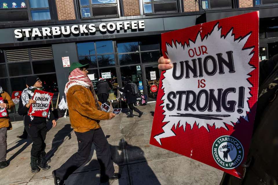 Starbucks employees went on strike on Christmas Eve